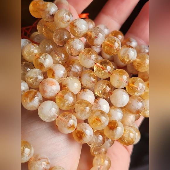 Genuine Citrine Crystal Stretch Beaded Bracelet - Picture 2 of 5